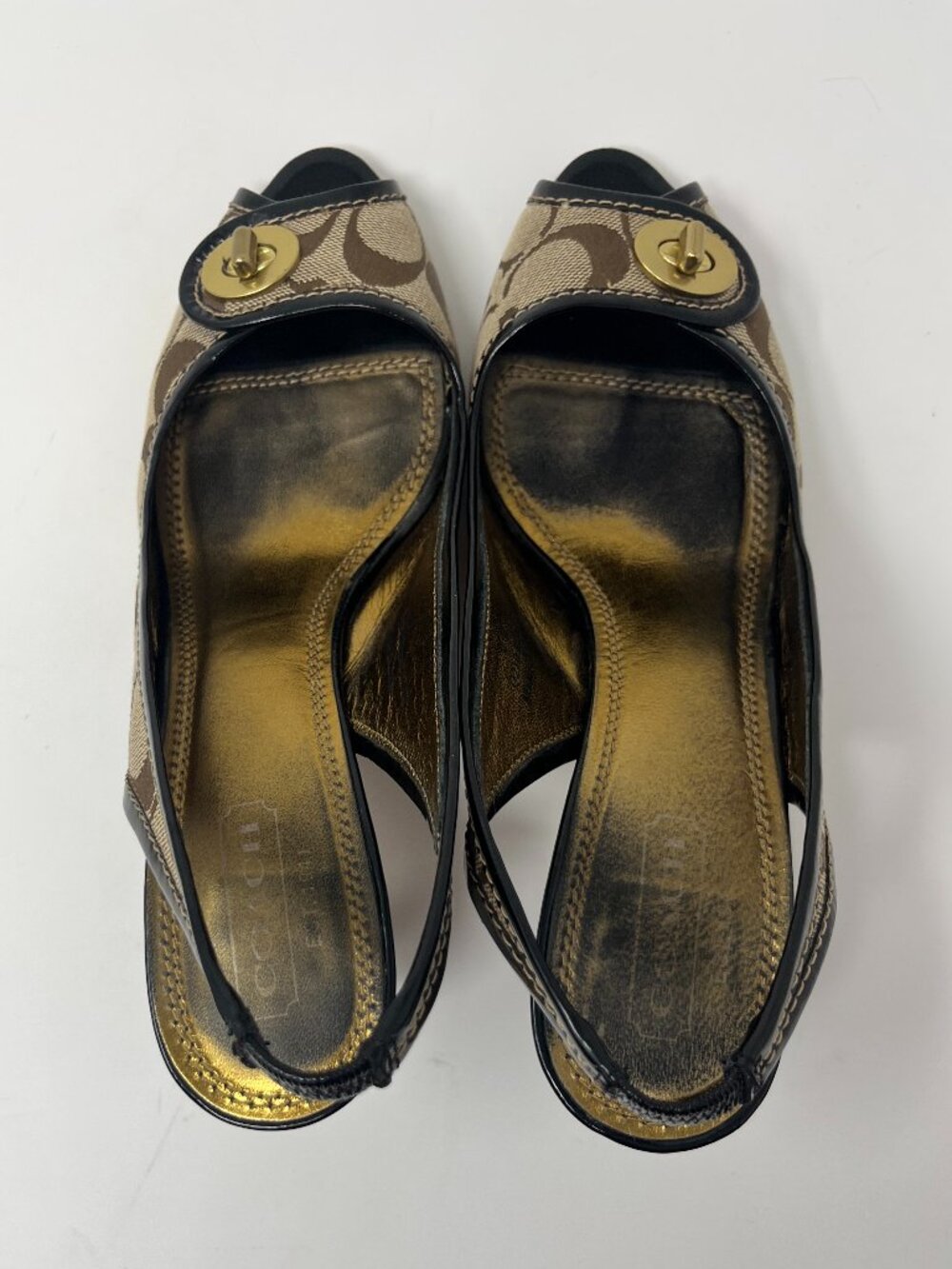 Vintage Coach Brook Signature Slingback Heels - Size 9 M - Picture 8 of 12